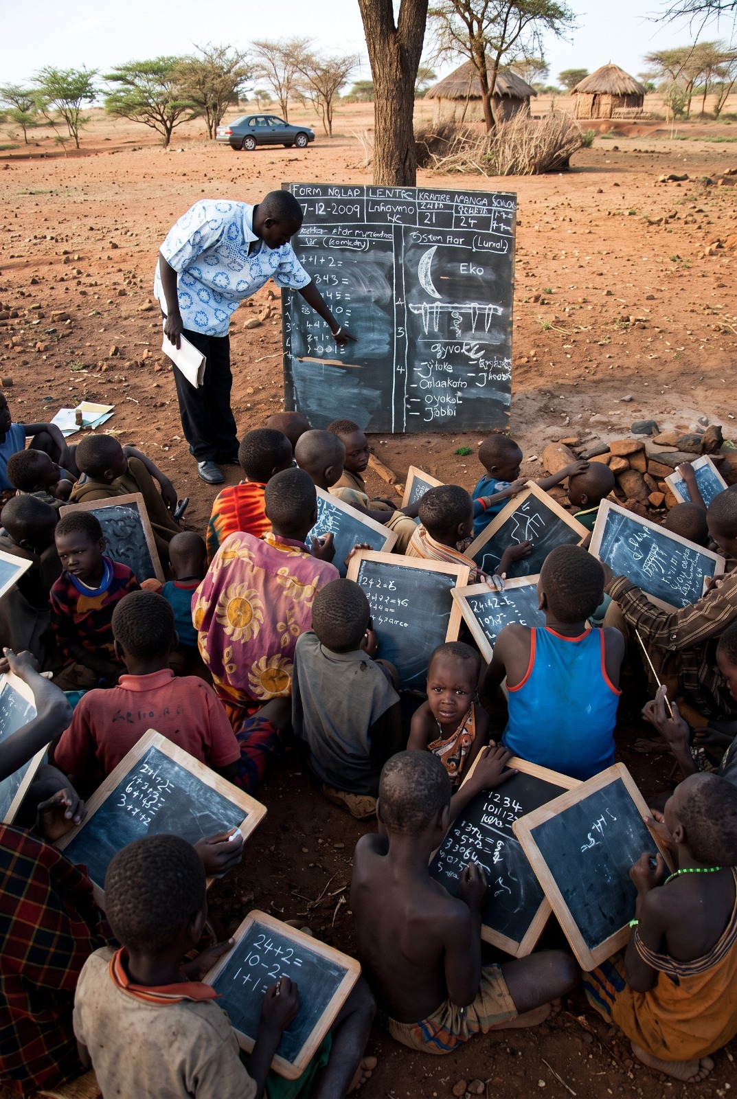Enfants en classe en plein air